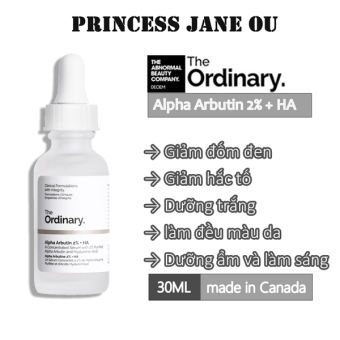 THE ORDINARY Serum Alpha Arbutin 2% + HA Tinh chất dưỡng trắng mờ thâm nám chống lão hóa 30mL Serum sáng da Alpha Arbutin 2% + HA – The Ordinary.