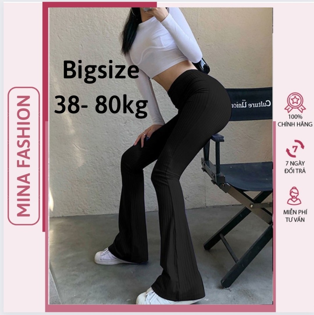 Quần Ống Loe Thun Lưng Cao Siêu Tôn Dáng Legging Nữ Có Big Size 38 đến 80kg