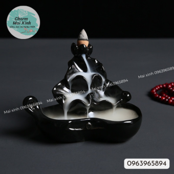 Thác Khói Đen Đốt Nụ Trầm Hương - Lư Khói Chảy Ngược (Tặng một nụ trầm hương cao cấp) - Đốt Nhang Nụ Hương Vòng