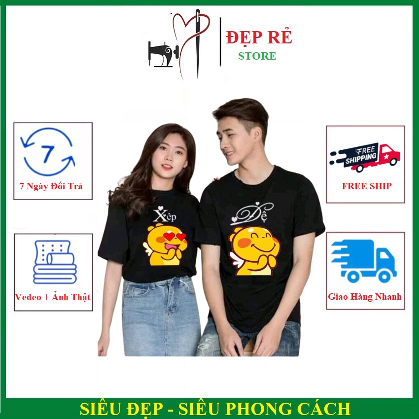 Combo 2 áo -Áo đôi áo cặp áo thun đôi in đệ xếp chất mát hình in đẹp. áo đôi nam nữ. áo cặp áo đôi. quanao. đồ đôi. aodoiaocap.