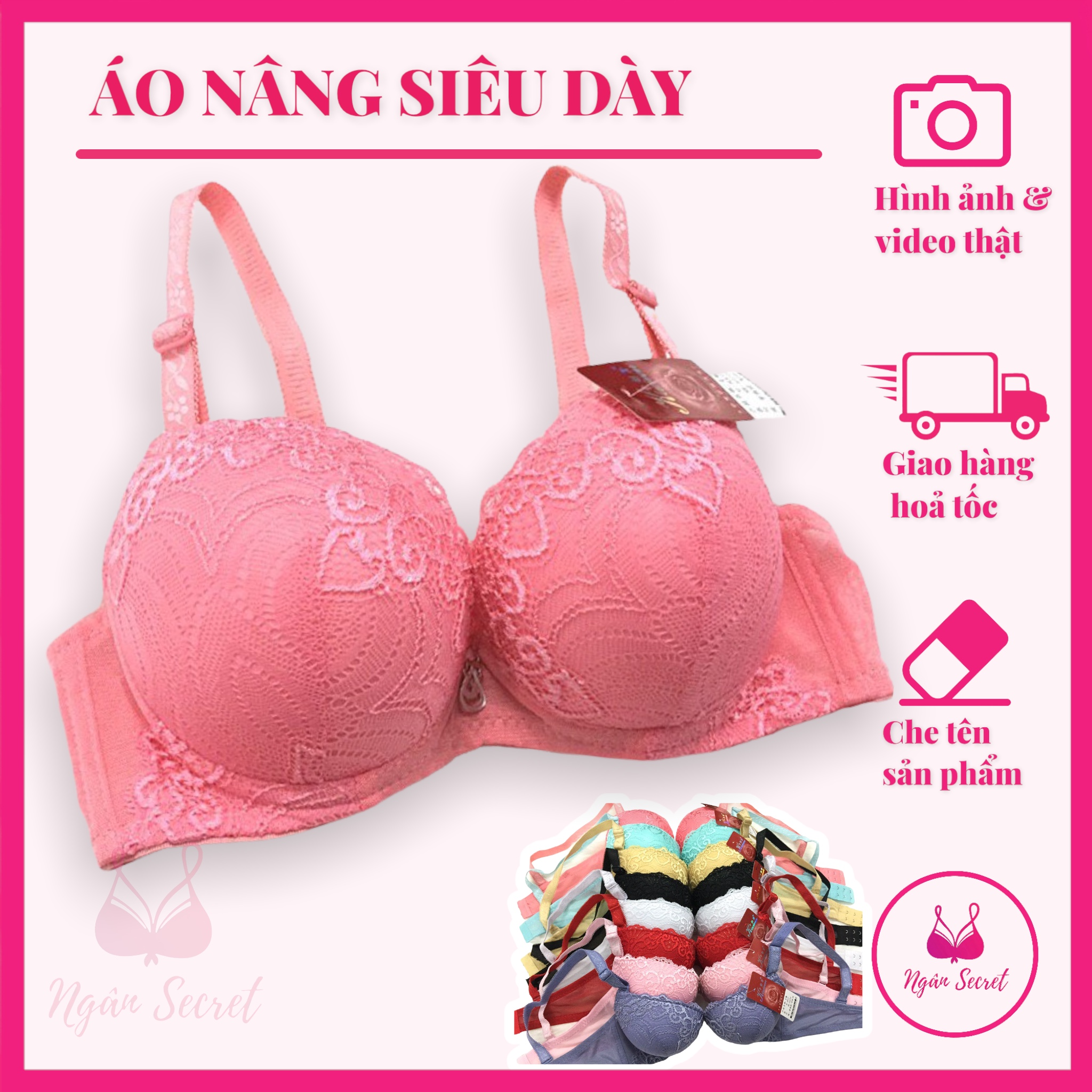 Áo ngực áo lót siêu nâng ngực đệm siêu dày không bí hơi nhiều màu sắc 817