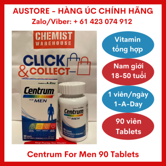 CENTRUM FOR MEN 90 Tablets - Vitamin tổng hợp Centrum cho nam giới từ 50 tuổi trở xuống