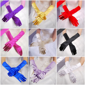 Fashion Satin Long Gloves Opera Wedding Bridal Evening Party Costume Gloves Black - Intl April 2018 - 2 Fashion Satin Long Gloves Opera Wedding Bridal Evening Party Costume Gloves Black - intl - 2