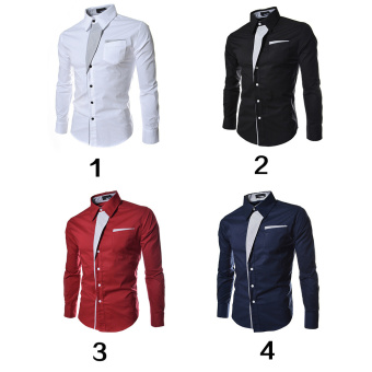 Moonar Men Fashion Formal Casual Style Long-Sleeve Pocket Slim Shirt (Dark Blue) April 2018 - 3 Moonar Men Fashion Formal Casual Style Long-Sleeve Pocket Slim Shirt (Dark Blue) - 3