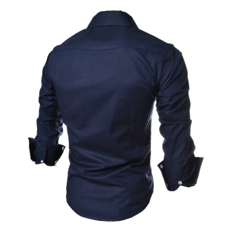 Moonar Men Fashion Formal Casual Style Long-Sleeve Pocket Slim Shirt (Dark Blue) April 2018 - 2 Moonar Men Fashion Formal Casual Style Long-Sleeve Pocket Slim Shirt (Dark Blue) - 2