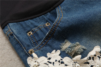 809# Lace Decorate Dark Blue Elastic Waist Maternity Belly Shorts Clothes For Pregnant Women Summer Pregnancy Short Jeans - Intl May 2018 - 3 809# Lace Decorate Dark Blue Elastic Waist Maternity Belly Shorts Clothes for Pregnant Women Summer Pregnancy Short Jeans - intl - 3