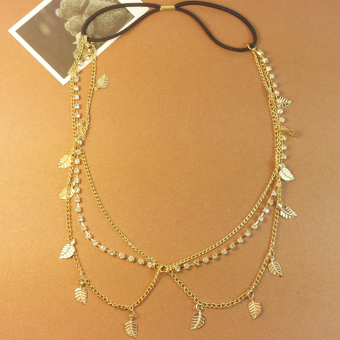 Stunning Elegant Gold Leaves Crystal Headband Chain Hair Accessories Head Band April 2018 - 3 Stunning Elegant Gold Leaves Crystal Headband Chain Hair Accessories Head Band - 3