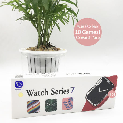 Đồng hồ thông minh W26+Pro Series7 điều khiển được bằng nút tròn hỗ trợ cài đặt hình nền  10 game full màn 44mm dùng cho cả thiết bị ios và androi