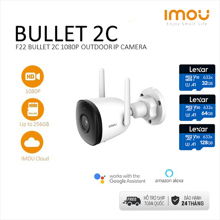 Camera ip Wifi ngoài trời IMOU IPC-F22P-Imou 2.0MP FullHD Chính hãng | Thẻ nhớ 32GB 64GB 128GB