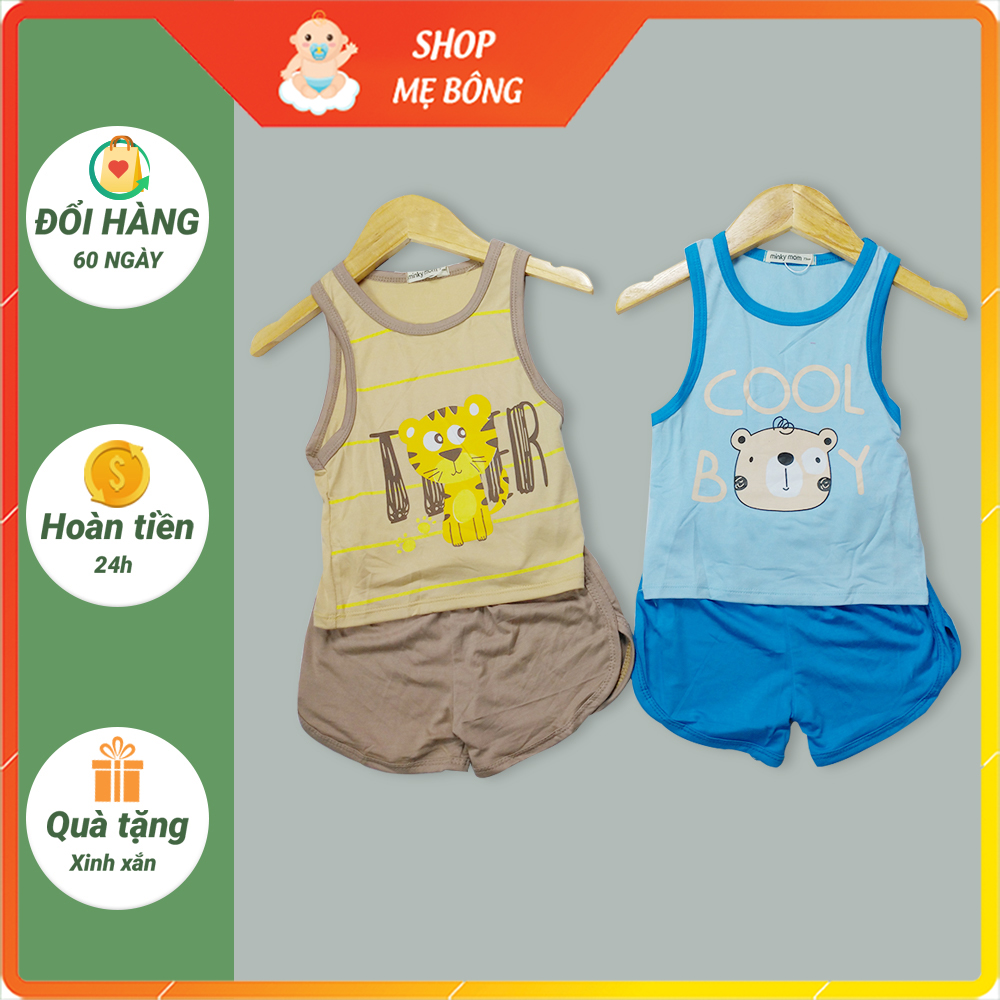Bộ quần áo ba lỗ mùa hè cho bé trai, bé gái chất liệu thun lạnh, thoáng mát, thấm hút mồ hôi tốt