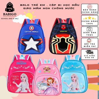 Balo trẻ em cặp mẫu giáo mầm non BABIGO  cho bé 1-6 tuổi người nhện elsa spiderman người mỹ công chúa sofia BBG0712