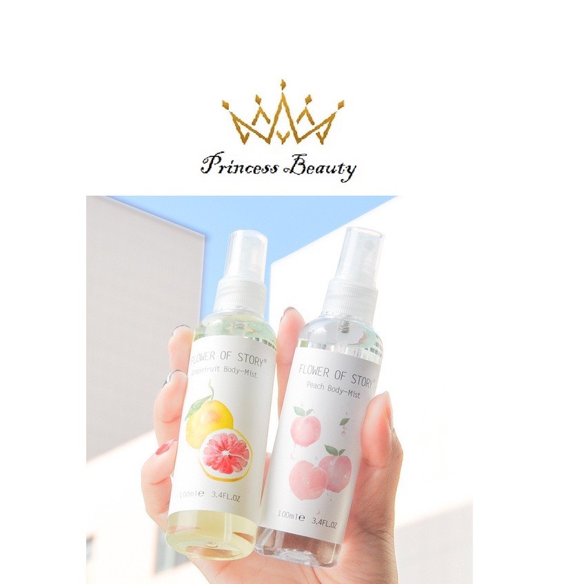 Xịt thơm 2in1 body và xịt thơm phòng Flower Of Story 100ml hương hoa quả