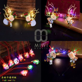 Cài tóc giáng sinh, cài tóc noel bờm tóc tai mèo có đèn led phát sáng