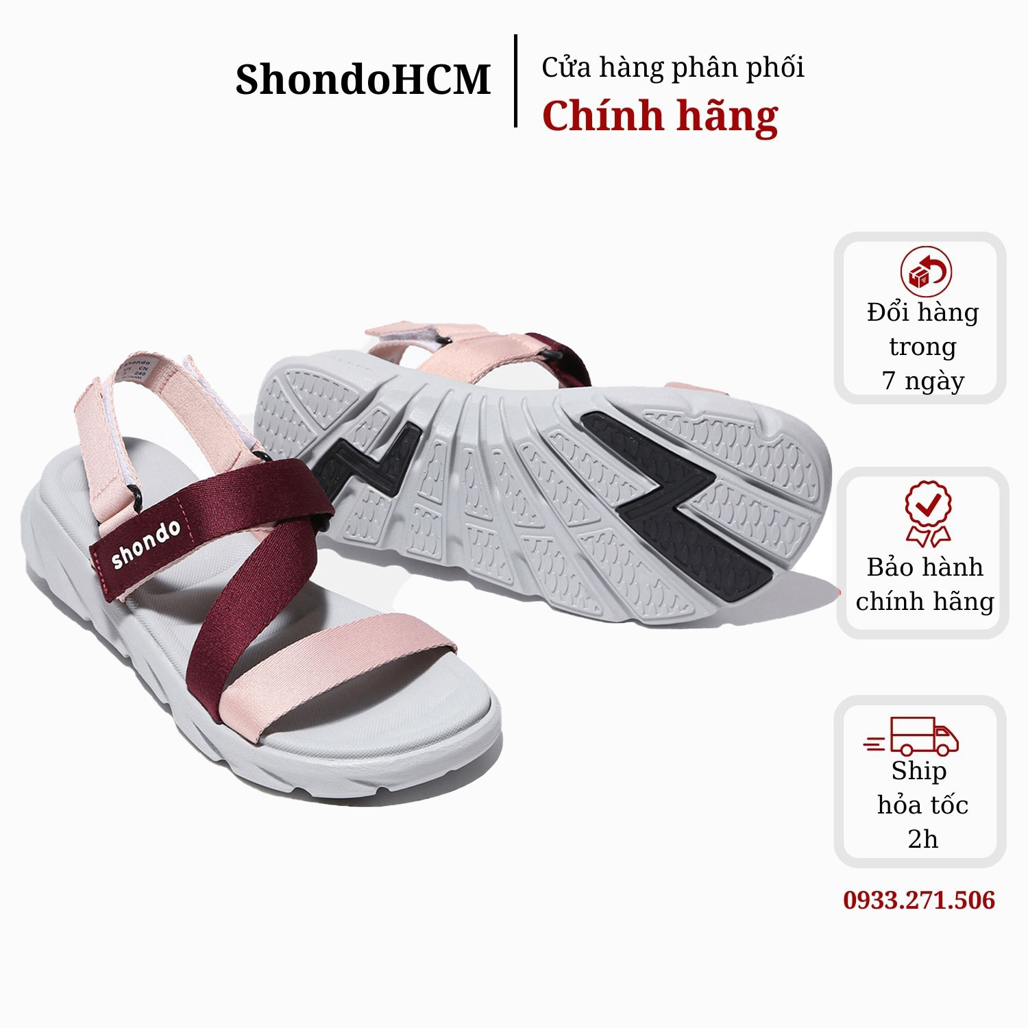 Giày sandals Shondo F6 ombre màu đỏ đô F6S2162 ShondoHCM Shondo chính hãng
