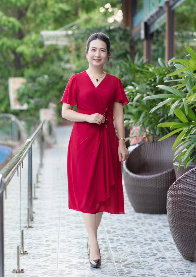 Váy trung niên/ Đầm trung niên sang trọng màu đỏ/xanh dự tiệc cho mẹ Dv16đ