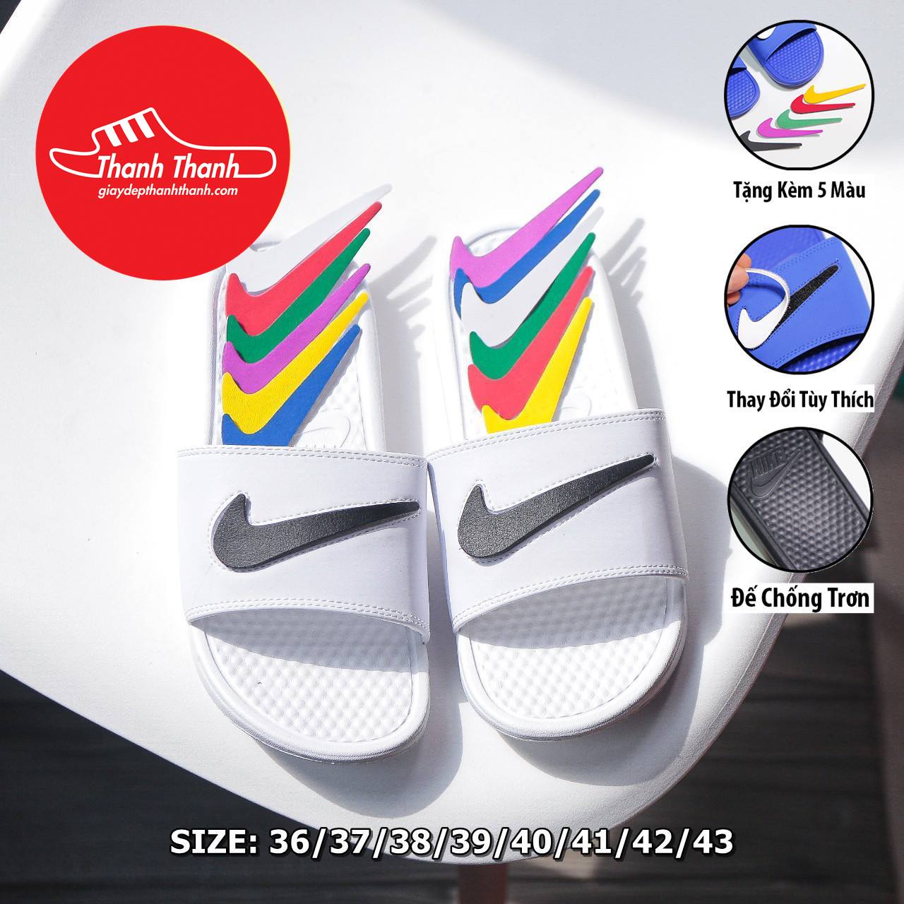 Dép nam nk benassi quai ngang logo đổi màu