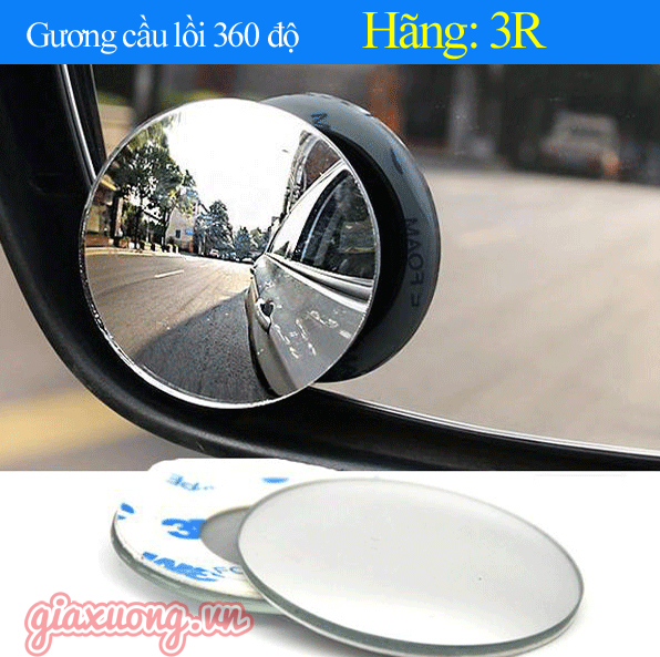 Gương cầu lồi ô tô, gương cầu lồi xoá điểm mù ô tô, CHÍNH HÃNG 3R, Bộ 2 cái, sẵn kho giaxuong