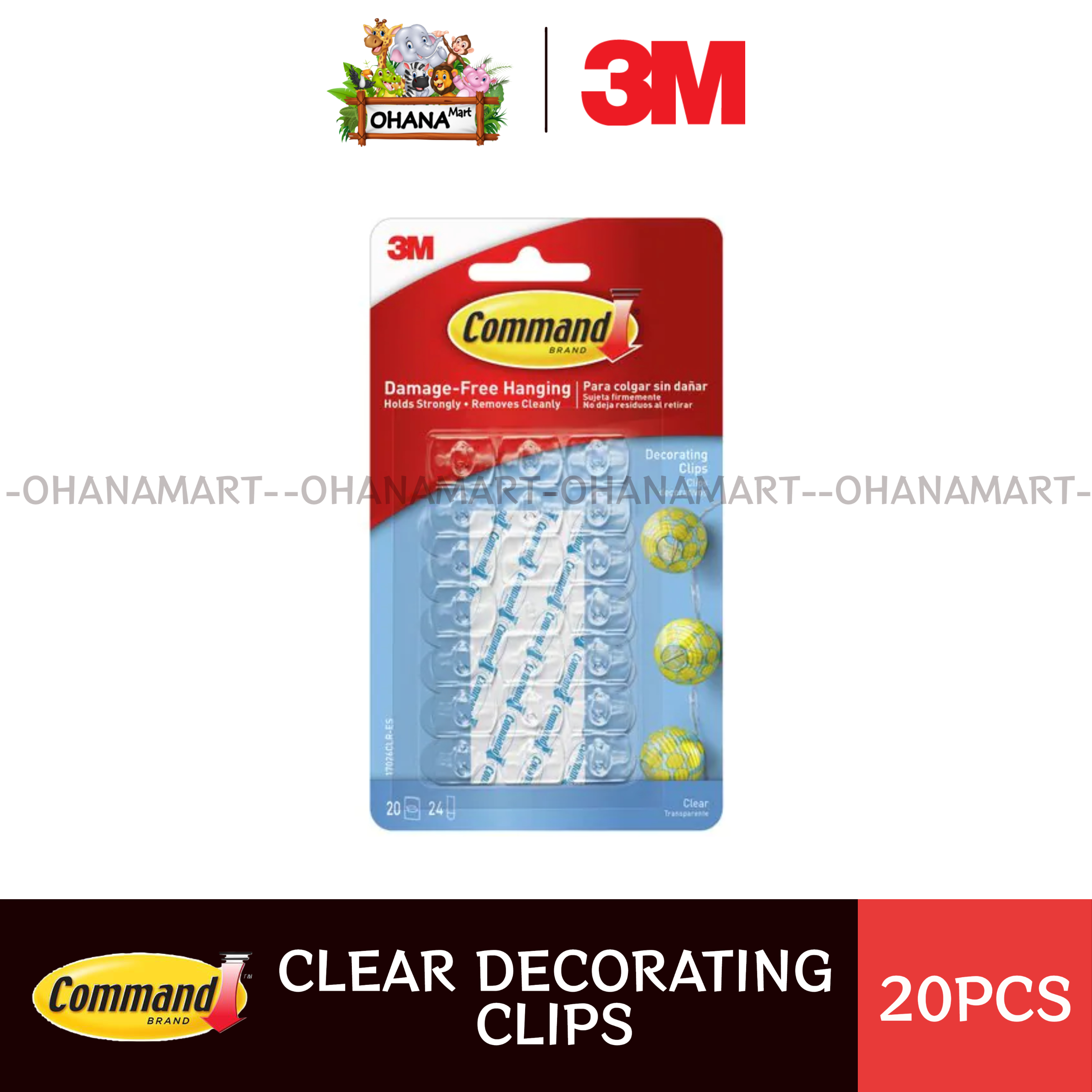 Command 17026CLR-ES Decorating Clips, Clear, 20-Clips