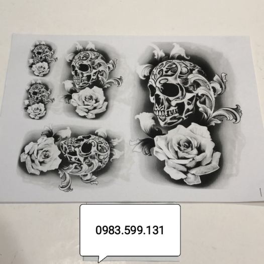 Mẫu hình xăm gợi ý Đầu lâu hoa hồng ( 15 ~ 20 hình )