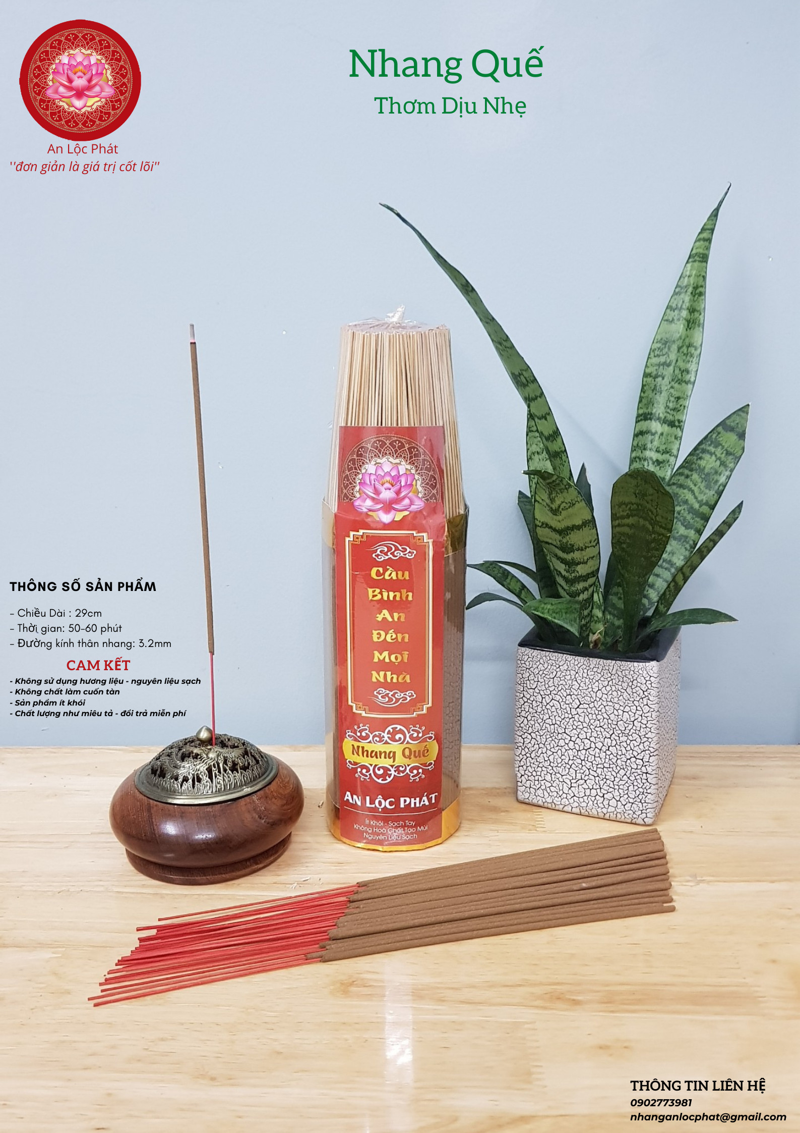 Nhang Quế Thơm Dịu Nhẹ- Bó Lớn 500 cây - An Lộc Phát