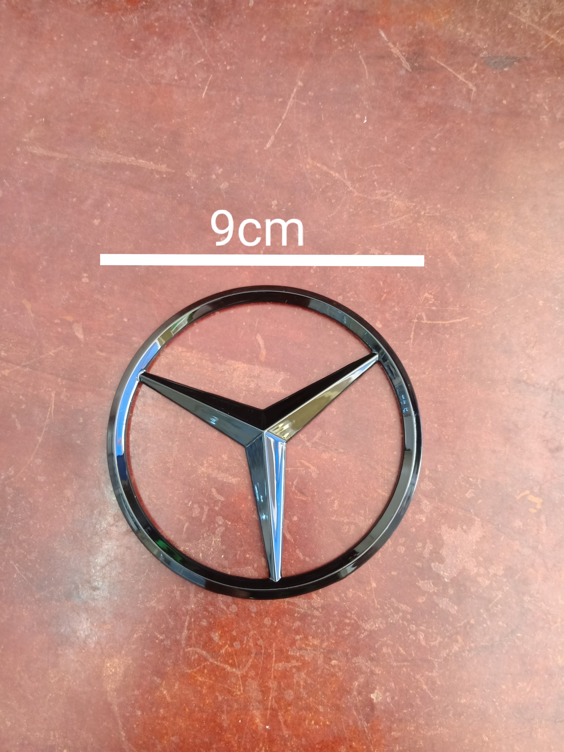 Logo Mercedes Benz 9cm nhựa ABS mạ crom gắn đuôi xe màu đen