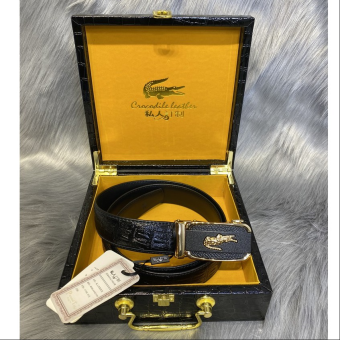 Thắt Lưng Nam Cao Cấp dây Lưng Nam Da Thật Đẹp Da Cá Sấu Vân Lưng ( tặng kèm hộp ) Dây thắt lưng da cá sấu liền nguyên con cá sấu BH 12 tháng