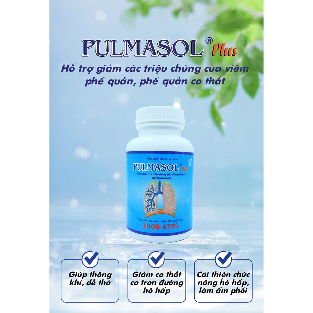 PULMASOL Plus - hỗ trợ hô hấp, cải thiện chức năng phổi, giảm co thắt phế quản, giảm hen suyễn và COPD