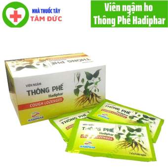 Viên ngậm ho Thông Phế Hadiphar - Hỗ trợ bổ phế giảm ho làm ấm đường hô hấp vỉ 8 viên