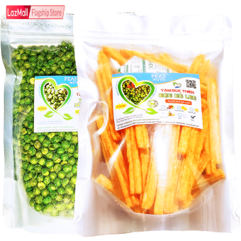 Combo 2 Túi: Hà Lan Sấy Phô Mai 500GR và Túi Bánh Khoai Tây Phô Mai Que & Đậu Hà Lan 205GR Tâm Đức Thiện - Thực Phẩm Đóng Gói Đóng Hộp Ăn Liền – Đồ Ăn Vặt Lazada bánh kẹo quà Tết