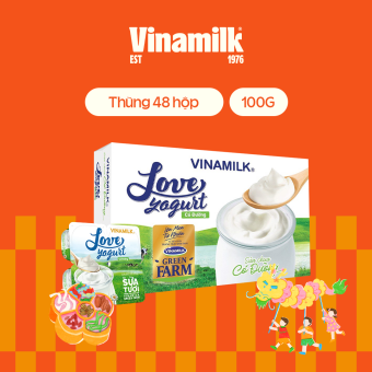 4 Vỉ Sữa chua ăn Vinamilk Love Yogurt Green Farm Có Đường Hộp 100g - 4 hộp/vỉ