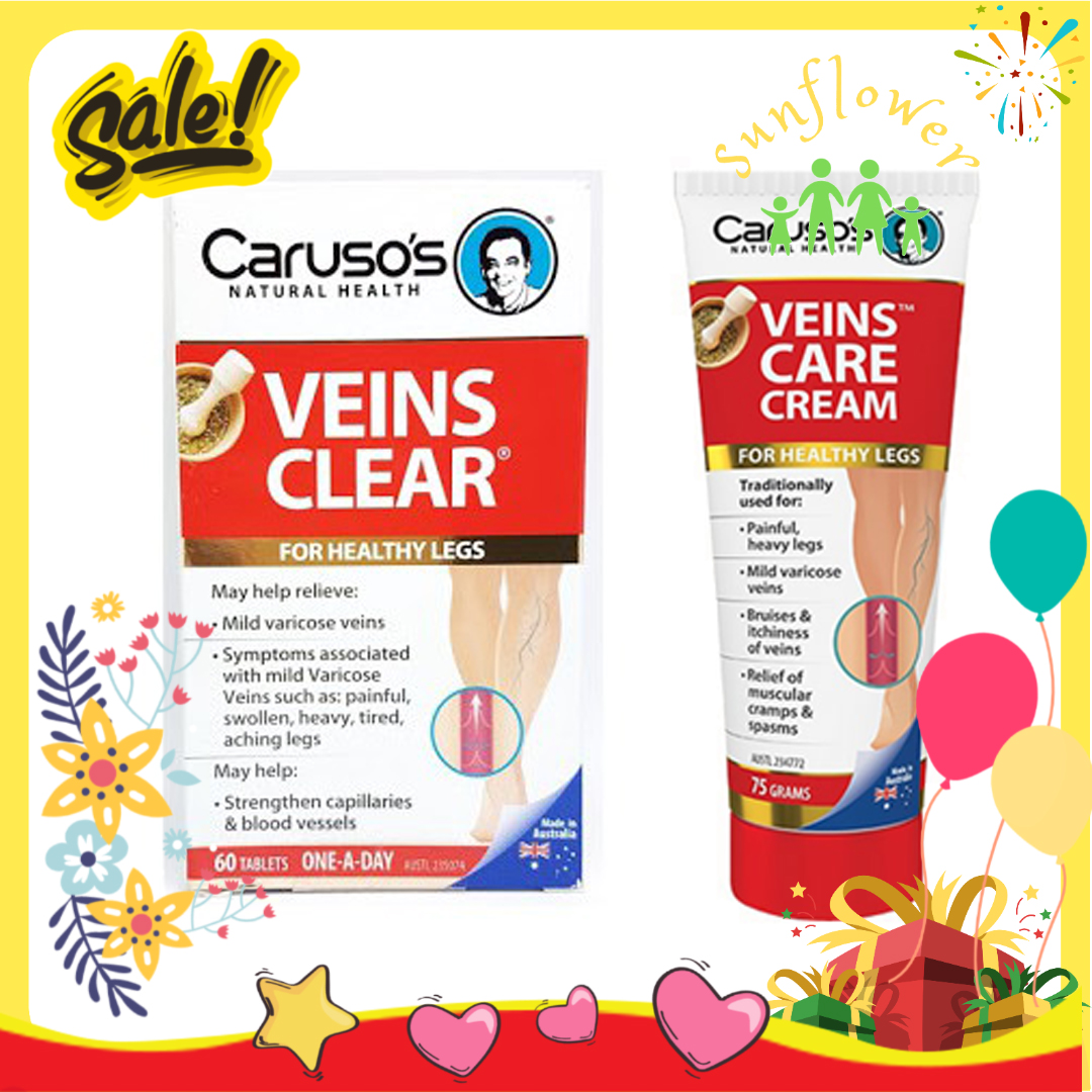Viên và kem bôi giảm suy giãn tĩnh mạch Caruso's Veins Clear ÚC