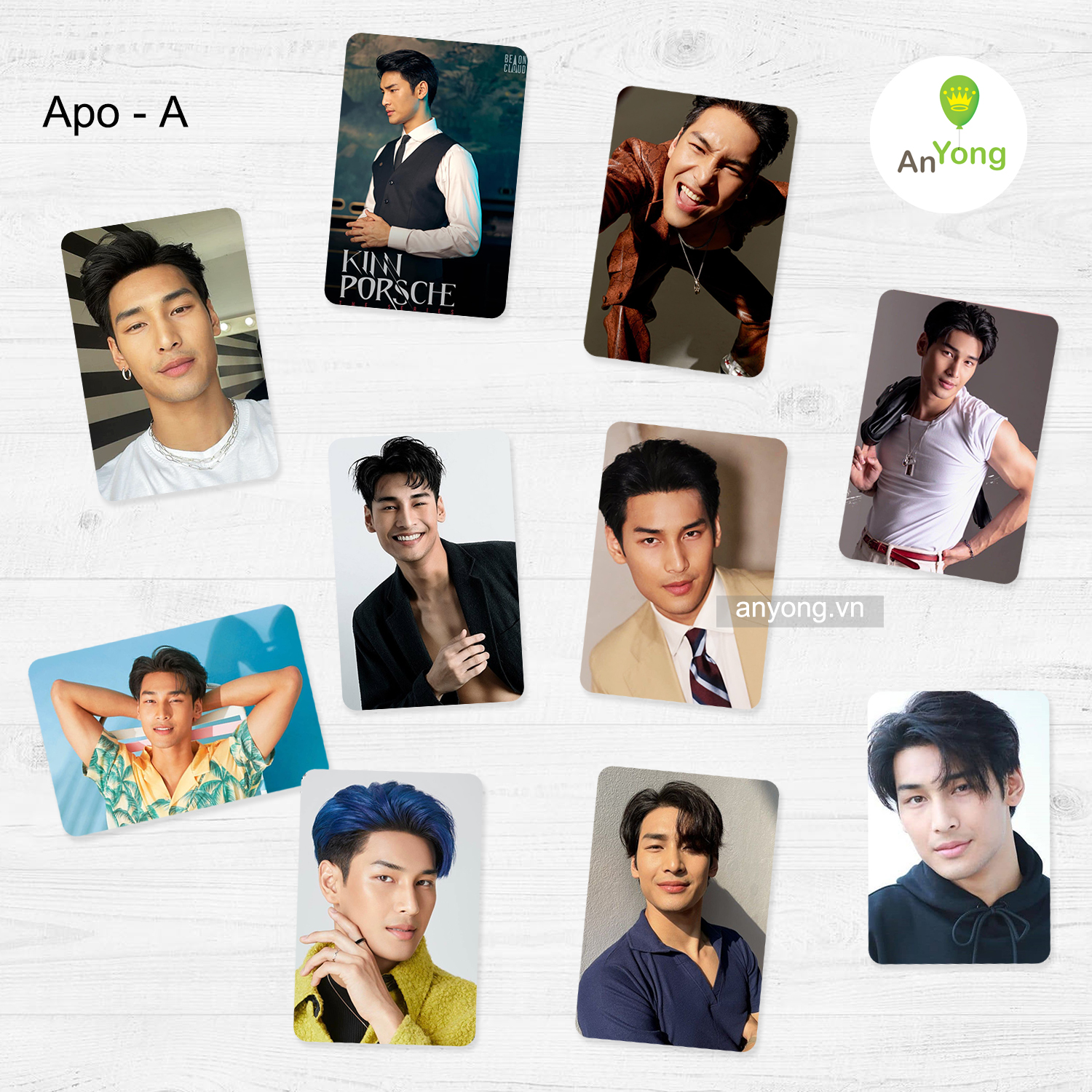 Set 10 tấm card hình MileApo KinnPorsche bo góc tặng sleeve
