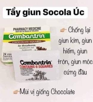 Kẹo Tẩy giun Combantrin  Úc vị socola 24 viên - trên 1 tuổi (Hộp 4 gói date 11/2024)