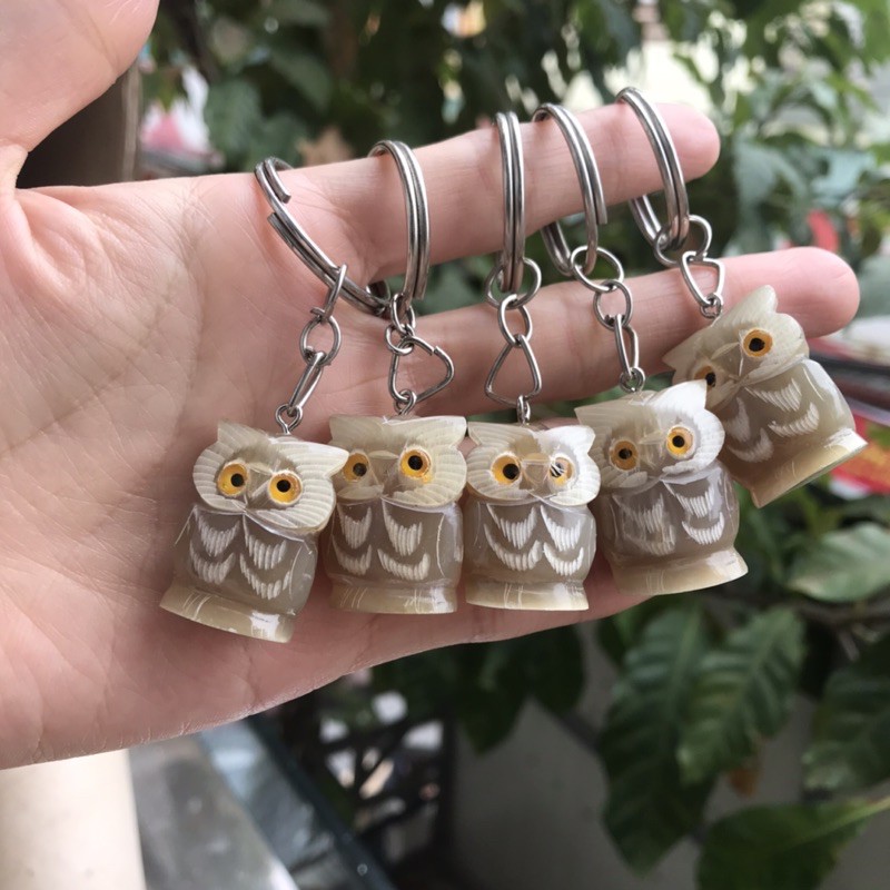 {COMBO} 3 móc khóa Cú mèo sừng phong thủy quà tặng đẹp - độc đáo