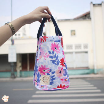 Túi vải đựng bình nước bình giữ nhiệt ly giữ nhiệt họa tiết hoa lá màu hồng tím nhạt/ Túi xách nữ Túi xách nam unisex/ Túi xách mini Túi tote/ Eco friendly bottle bag Fabric bags Cupholder for bike Cute eco lively bottle keeper