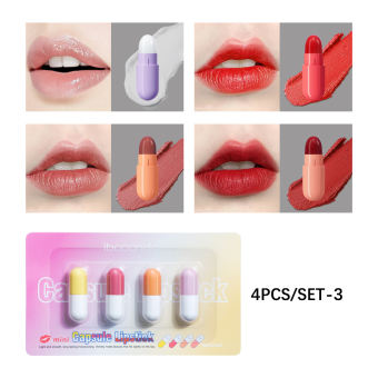 ibcccndc 8 Colors Mini Capsule Lipstick 4pcs/Set Matte Waterproof Long Lasting Non-stick Cup Lip Glaze Set Portable Lip Gloss Makeup