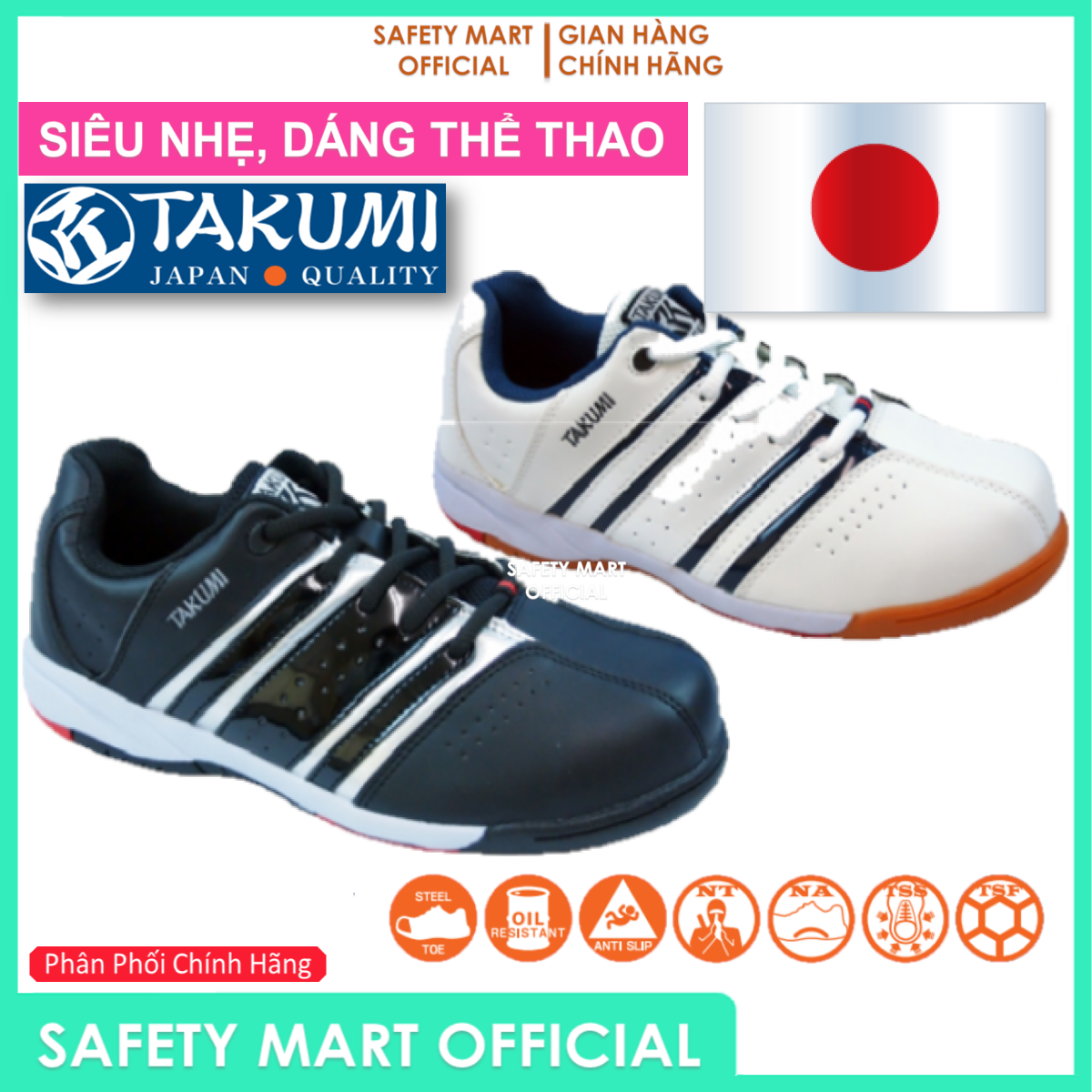 [CHÍNH HÃNG] Giày Bảo Hộ Lao Động Nam Siêu Nhẹ Takumi TSH115 Siêu Nhẹ, Siêu Bền Bỉ, Chống đinh, Kiểu Dáng Thể Thao - Hàng Chính Hãng Safety Mart Official
