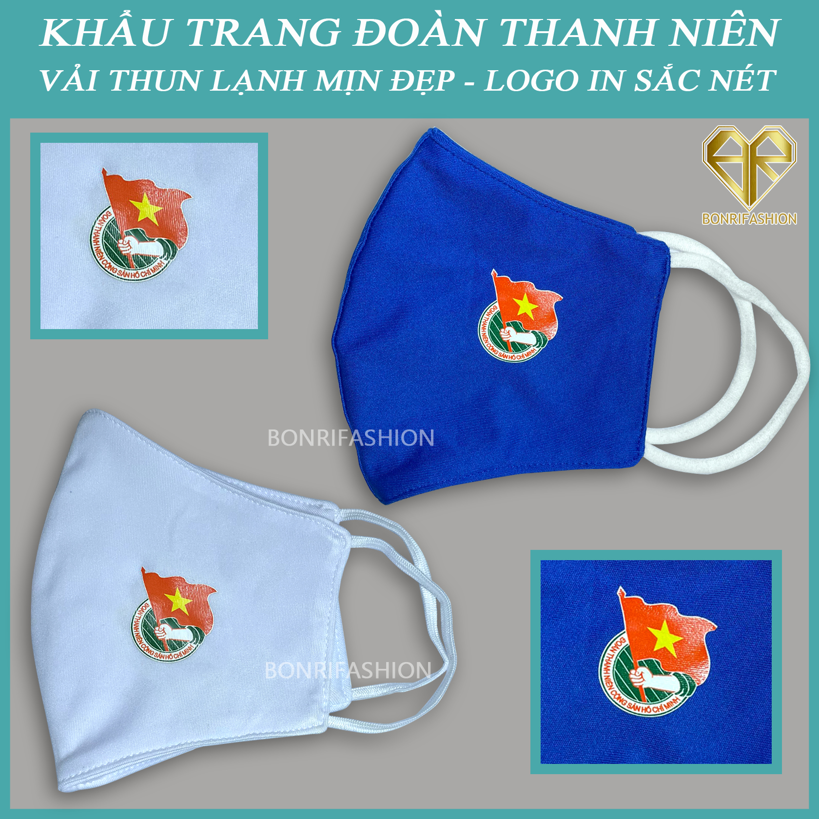 Khẩu trang in huy hiệu đoàn thanh niên
