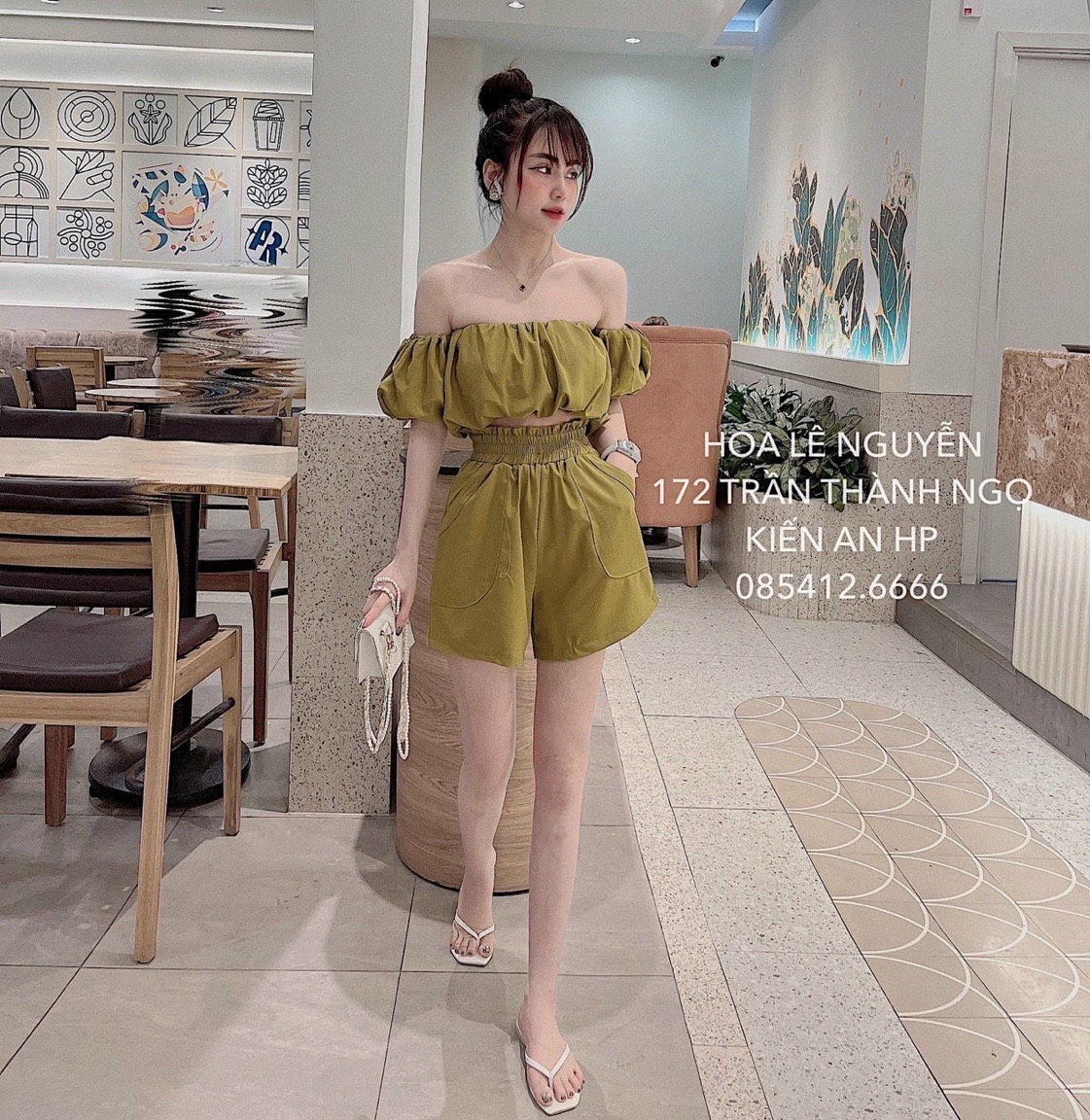 Sét bộ đồ nữ, quần short áo trể vai, sét đồ bộ nữ, áo trể vai,áo croptop tay phồng,sét bộ nữ màu trơn đơn giản, sét bộ mặc đi chơi dạo phố