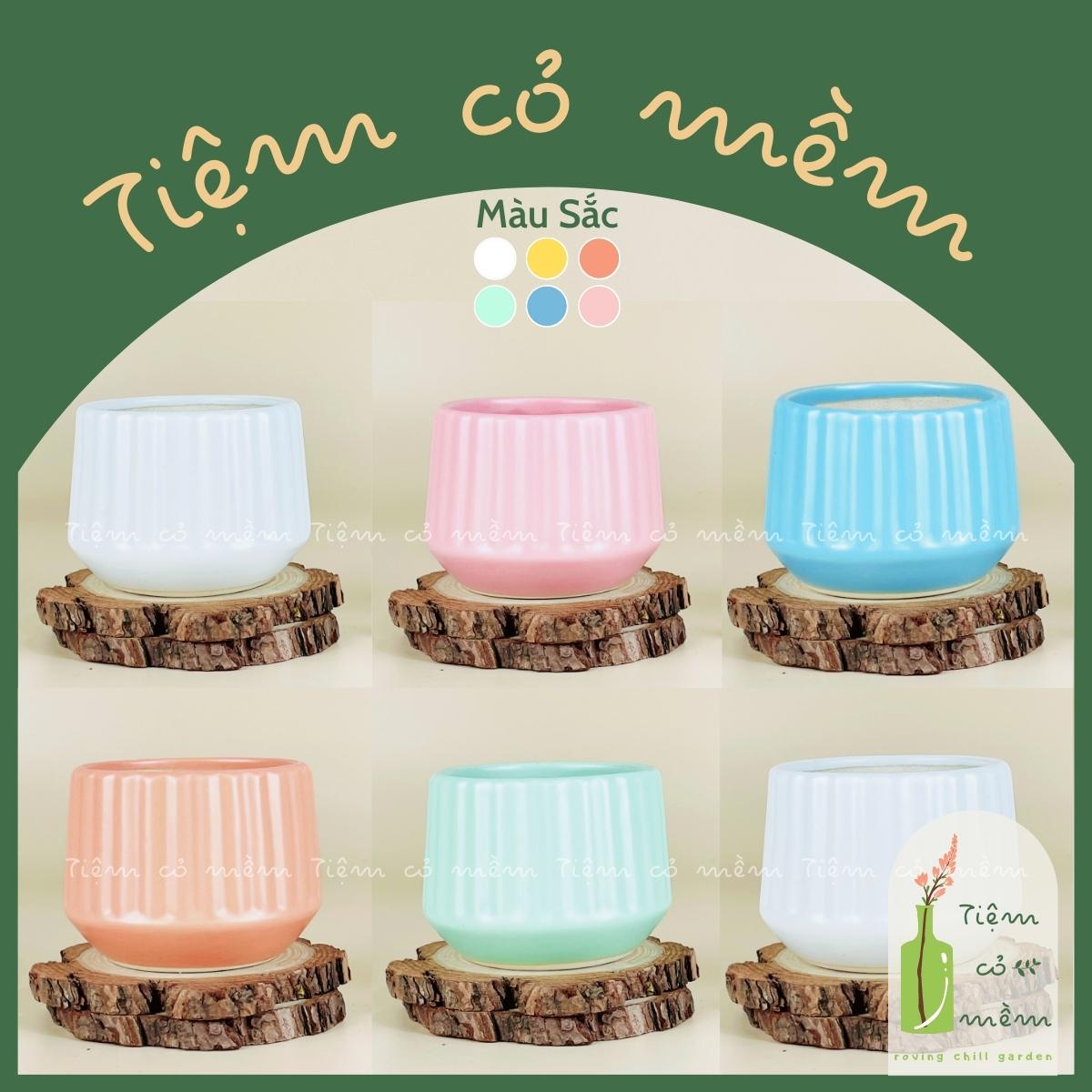 Chậu đất nung dáng kim cương tăm màu pastel, chậu trồng cây sen đá, tiemcomem, tiệm cỏ mềm, gốm sứ bát tràng