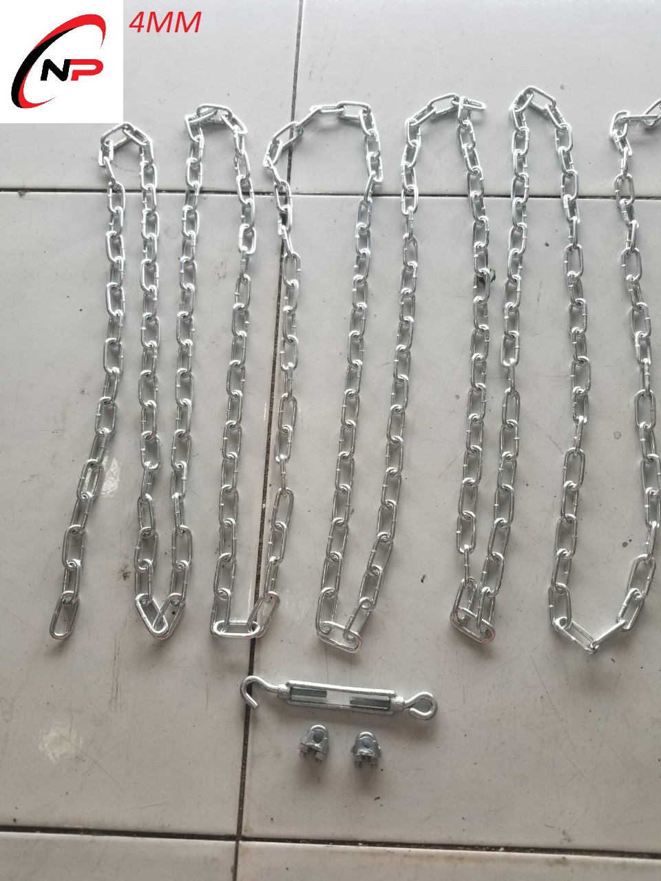5 Mét Dây Xích Mạ Kẽm 4mm tặng kèm 1 tăng đơ,2 ốc xiết cáp làm dây phơi quần áo..