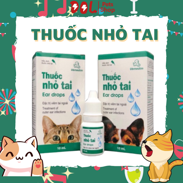 Thuốc nhỏ tai cho chó mèo giúp trị viêm lổ tai, hôi tai cho thú cưng vemedim nhỏ tai 10ml