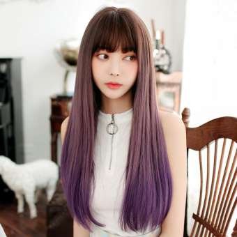 Tóc Giả Dài Thẳng TSE, Tóc Giả Thời Trang Nữ Màu Chuyển Sắc Với Mái, Tóc Giả C8237 65Cm