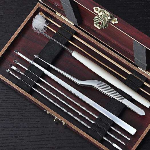 Bộ dụng cụ lấy ráy tai hộp gỗ