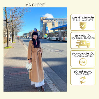 Áo dạ Pigault dáng dài chất vải dạ cao cấp pha lông cừu