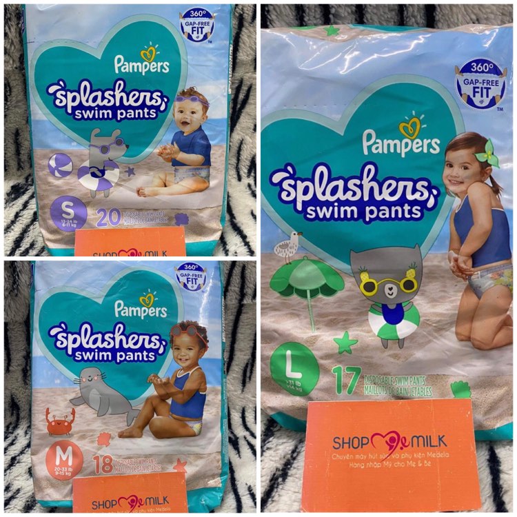 Tã/Bỉm quần bơi, đi biển cho bé USA Pampers Splashers Swim Diapers Size S,M,L