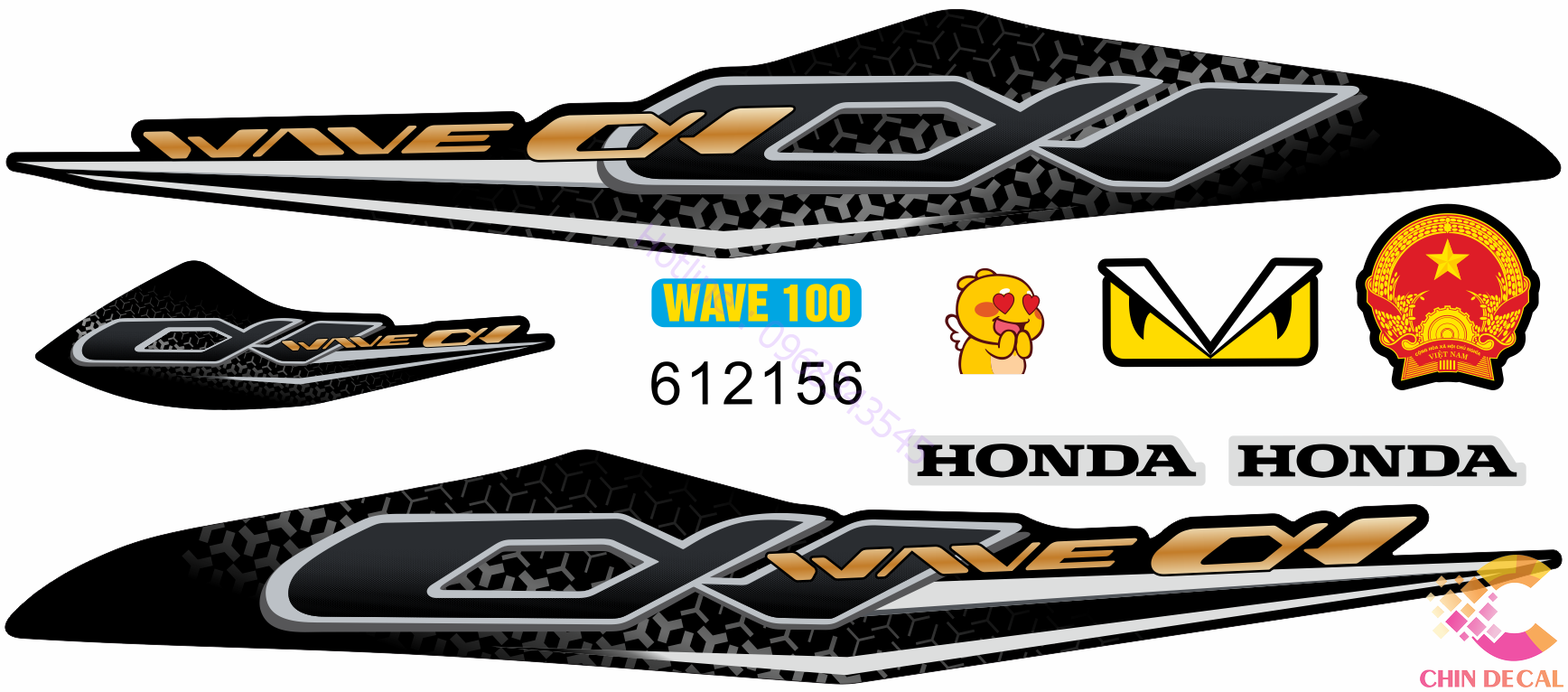 Tem WAVE ALPHA 100 & 50cc Mẫu 2019 Nhiều Lựa Chọn Màu ( Tem 3 lớp chống nước chống bay màu 612156 )