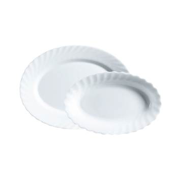 Bộ 2 đĩa thủy tinh cường lực Luminarc dáng bầu dục TA2A, an toàn sức khỏe, dùng được cho lò vi sóng và máy rửa bát