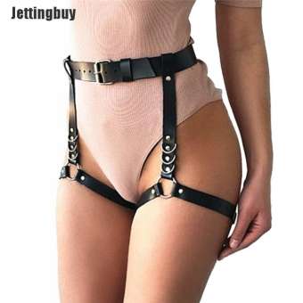Jettingbuy [HDD] Phụ Nữ Gợi Cảm Giả Da Chân Eo Cindy Đai Nịt Bít Tất Khai Thác Trang Phục Punk