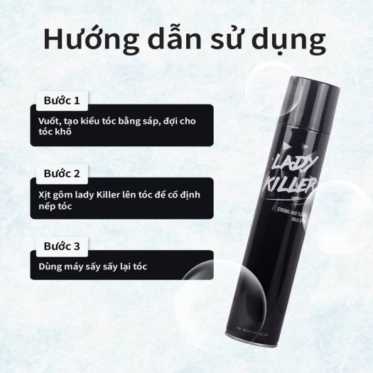 Gôm Xịt Tóc Giữ Nếp Siêu Đỉnh Lady Killer 30Shine Dành Cho Nam 360ml - Mùi Hương Nam Tính, Tạo Kiểu Tóc Theo Ý Muốn